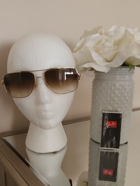 Ray-Ban Caravan Gold Frame Brown Gradient Aviator Sunglasses 🤎🖤